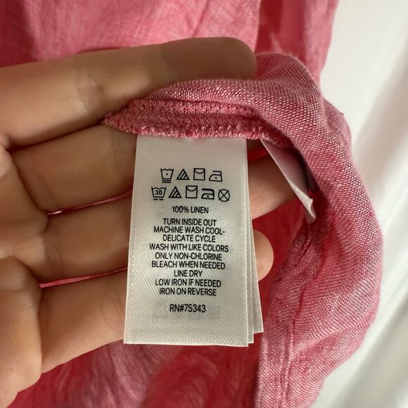 Tahari 100% Linen Hooded Women's 1X Red Lightweight Vneck 3/4 Sleeve - Picture 6 of 10